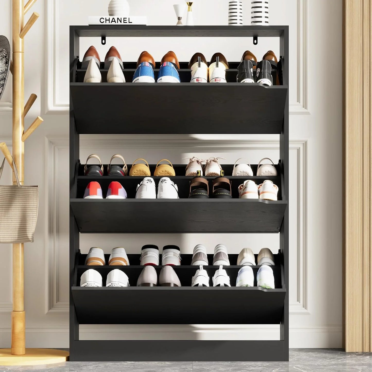 🎉Ez Thin Wooden Shoe Rack – 3 Doors（🎁Special Sale—Free Shipping）
