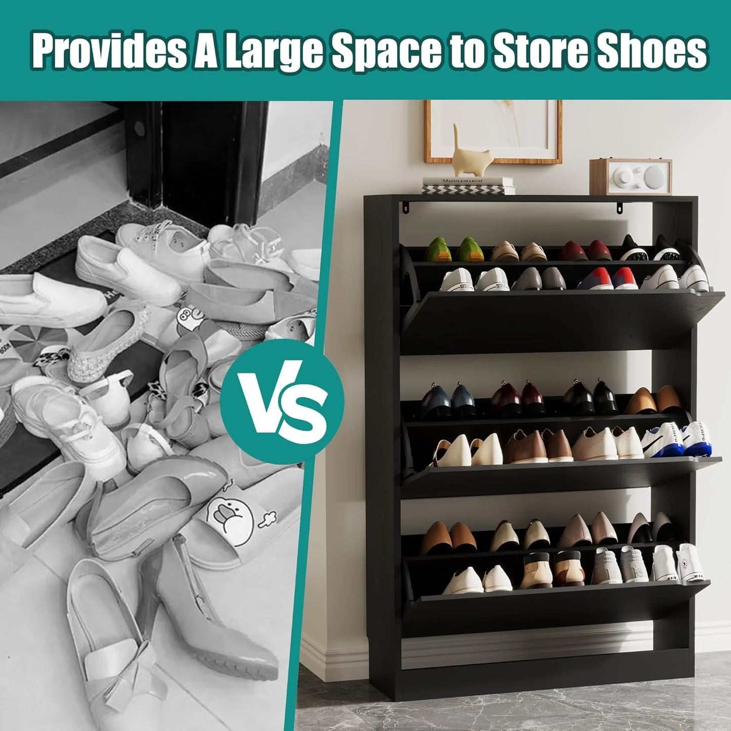🎉Ez Thin Wooden Shoe Rack – 3 Doors（🎁Special Sale—Free Shipping）