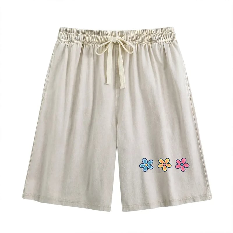 🎁New Arrivals🔥Women's Soft Cotton Blend Washed Floral Shorts, Casual Summer Travel Streetwear Bottoms