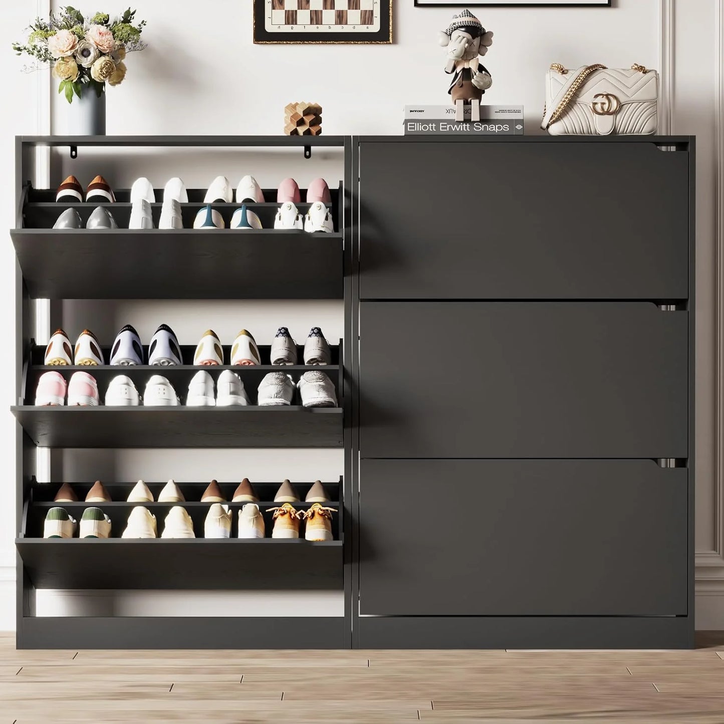 🎉Ez Thin Wooden Shoe Rack – 3 Doors（🎁Special Sale—Free Shipping）