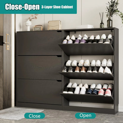 🎉Ez Thin Wooden Shoe Rack – 3 Doors（🎁Special Sale—Free Shipping）