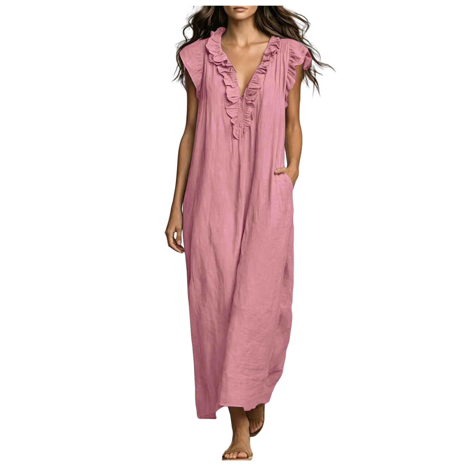 ✨⏰2026 Summer Solid Color Elegant Temperament Flying Sleeve Dress