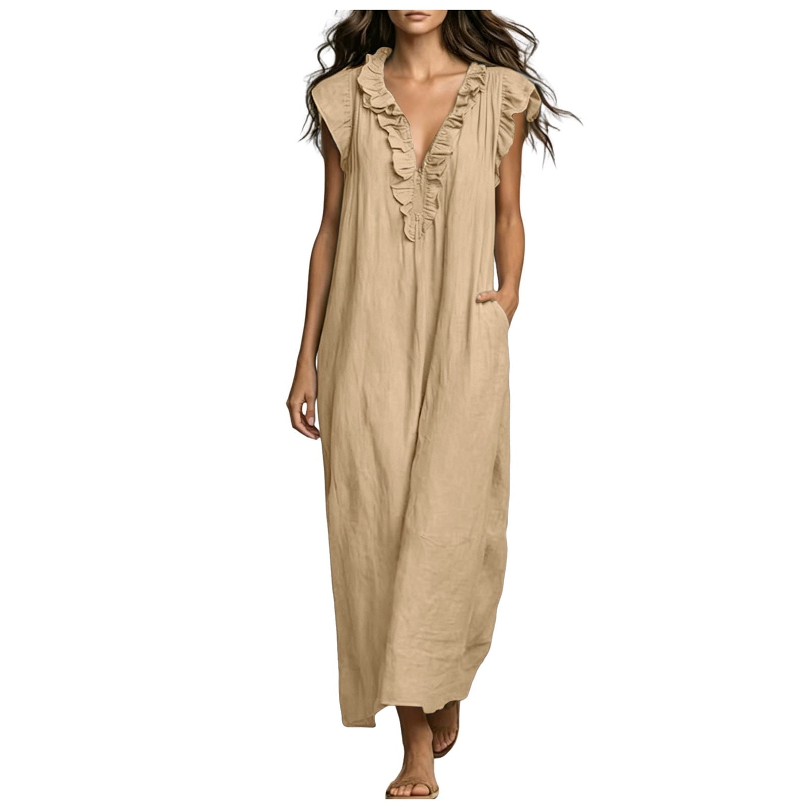✨⏰2026 Summer Solid Color Elegant Temperament Flying Sleeve Dress