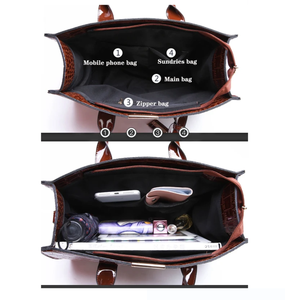 💛Trendy crocodile pattern portable European and American shoulder crossbody tote bag