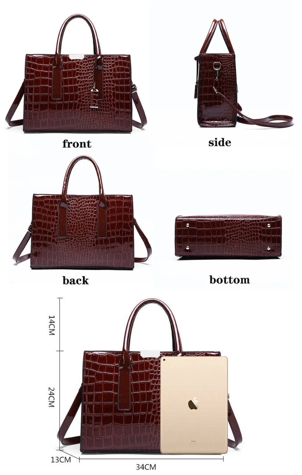 💛Trendy crocodile pattern portable European and American shoulder crossbody tote bag