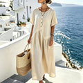 🎁New Arrivals🔥Women's Button-Front Short Sleeve Maxi Dress