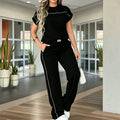 ⏰🔥🔥Women's Casual Short Sleeve Top & Wide Leg Pants Set