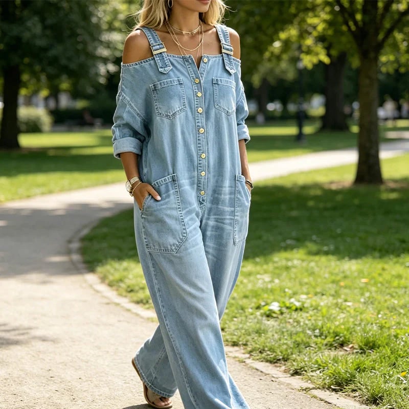 🎁New Arrivals🔥Limited-time offer-Loose Fit Wide-Leg Overall Jumpsuit with Pockets