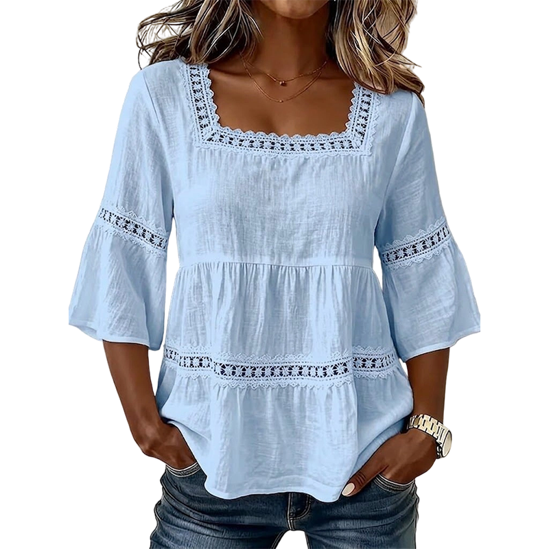 🎁New Arrivals🔥Elegant Square Neck Summer Blouse