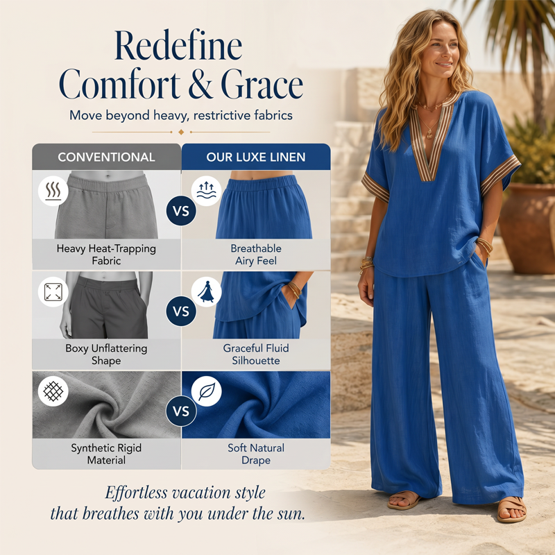 ⏳Limited-time 50% off⏰Women’s V-Neck Top and Wide Leg Pants Set👚👖