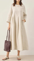 🎁New Arrivals🔥Women's Loose Cotton-Linen Midi Dress