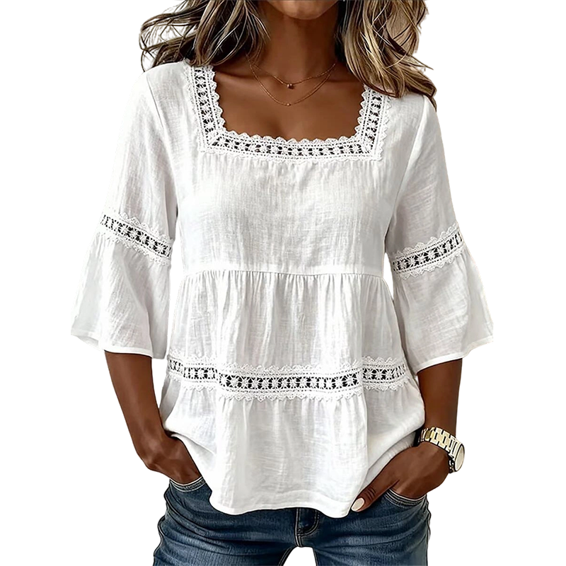 🎁New Arrivals🔥Elegant Square Neck Summer Blouse