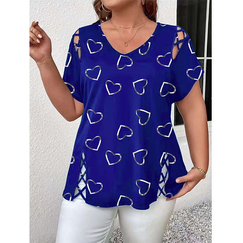 🎁New Arrivals🔥Women's Heart Print V-Neck Top