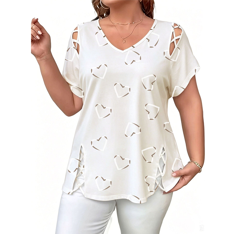 🎁New Arrivals🔥Women's Heart Print V-Neck Top