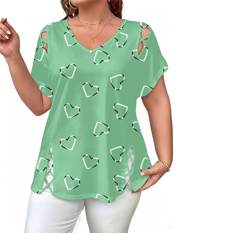 🎁New Arrivals🔥Women's Heart Print V-Neck Top