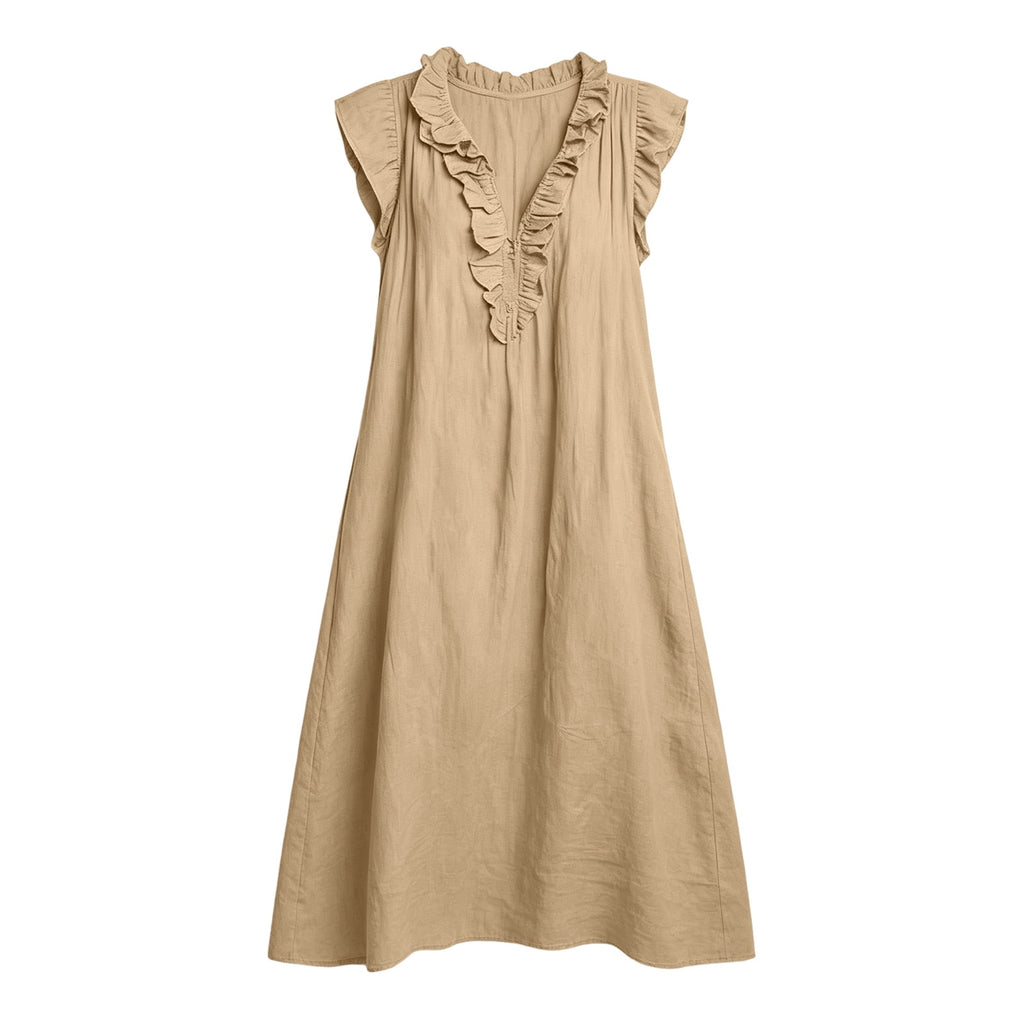 ✨⏰2026 Summer Solid Color Elegant Temperament Flying Sleeve Dress