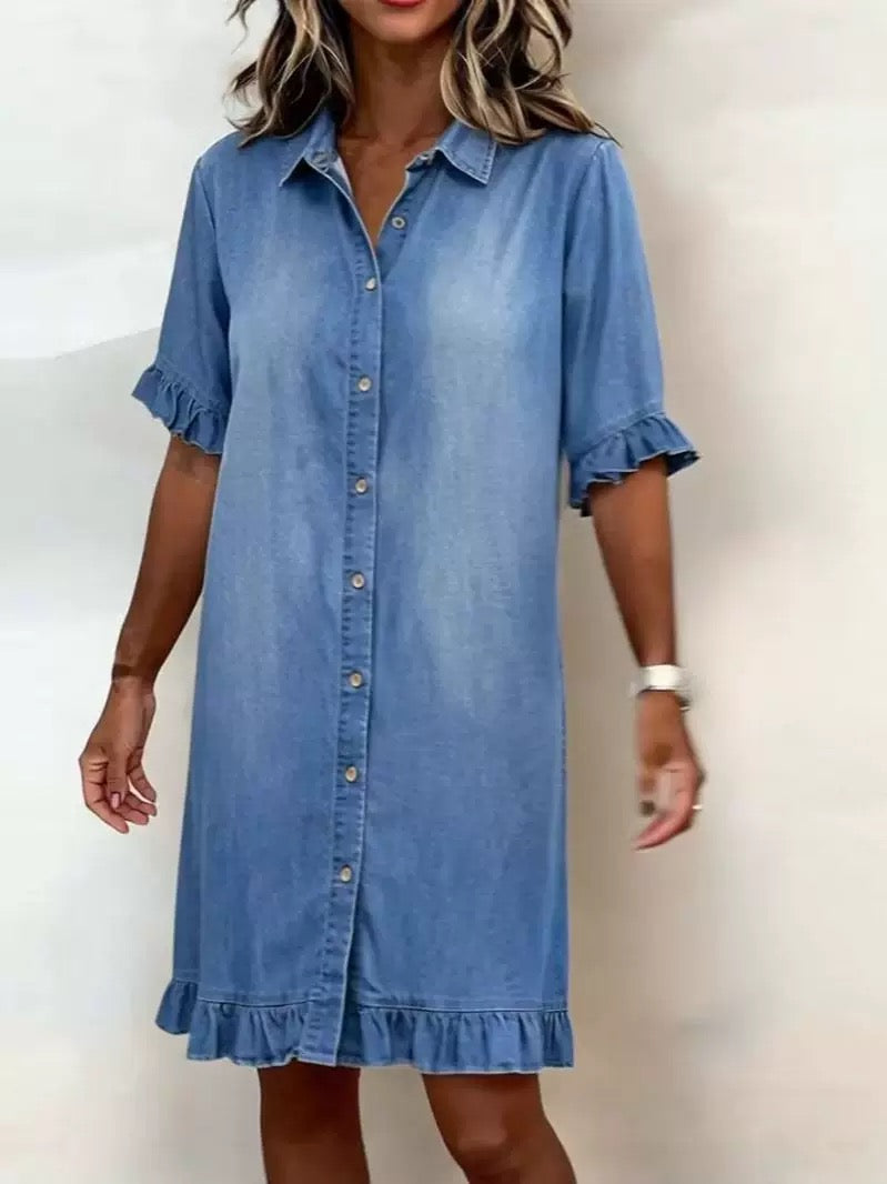 🎁New Arrivals 🔥Women's Loose-Fitting Shirt-Style Denim Skirt