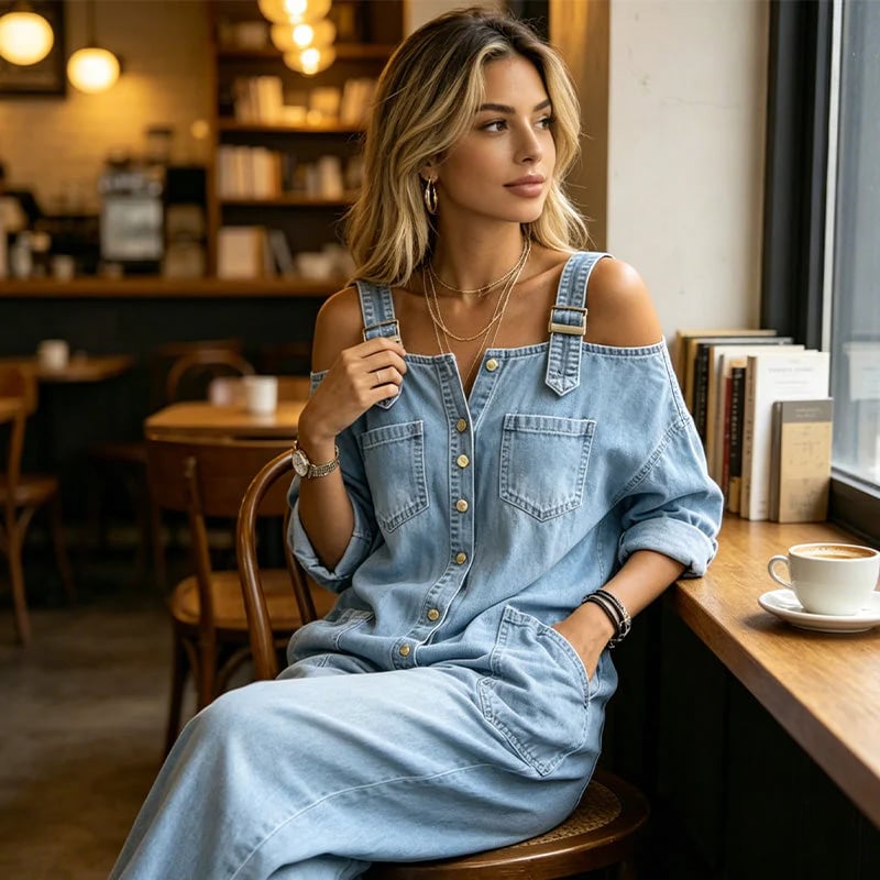 🎁New Arrivals🔥Limited-time offer-Loose Fit Wide-Leg Overall Jumpsuit with Pockets