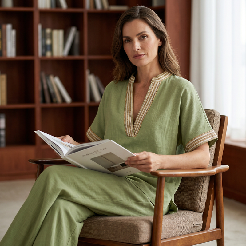 ⏳Limited-time 50% off⏰Women’s V-Neck Top and Wide Leg Pants Set👚👖