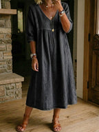 🤲LAST DAY SAVE 49% ⏰Casual Loose-fitting Denim Dress With Lace Trim