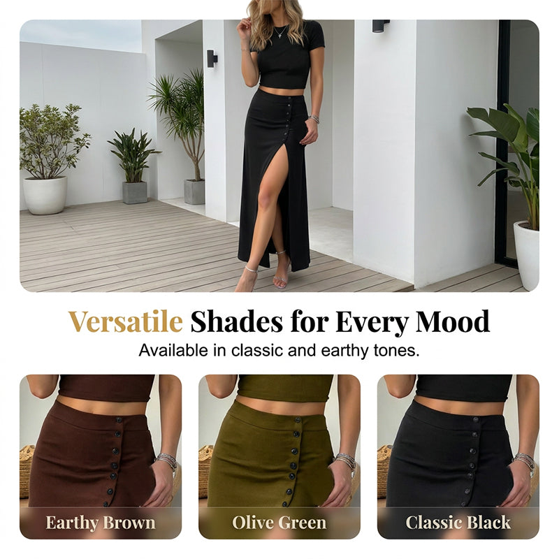 🎁New Arrivals🔥Women's Short Sleeve Top and Slit Midi Skirt Set