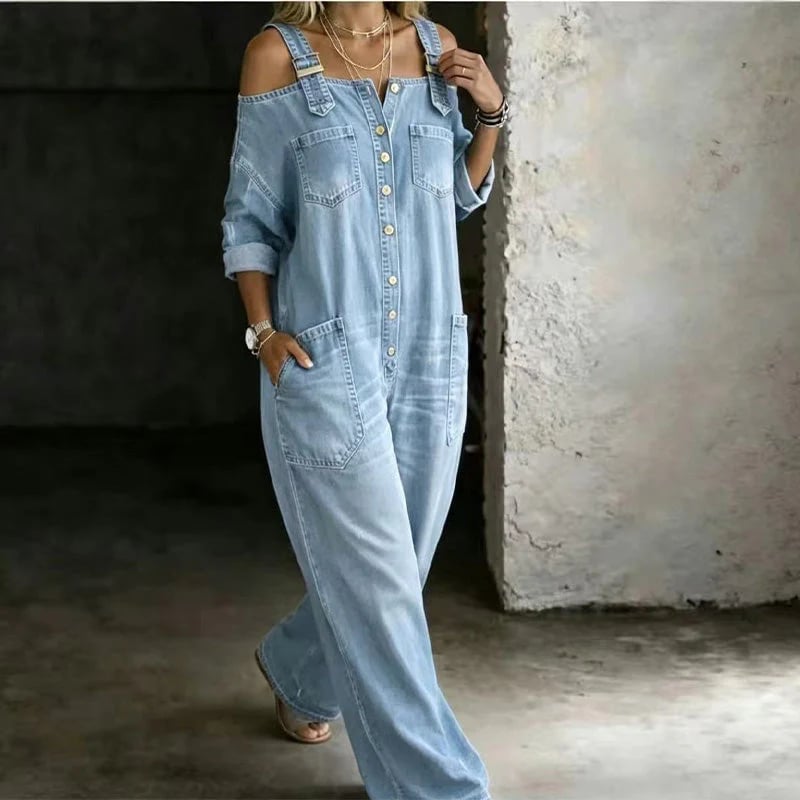 🎁New Arrivals🔥Limited-time offer-Loose Fit Wide-Leg Overall Jumpsuit with Pockets