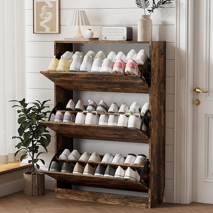 🎉Ez Thin Wooden Shoe Rack – 3 Doors（🎁Special Sale—Free Shipping）