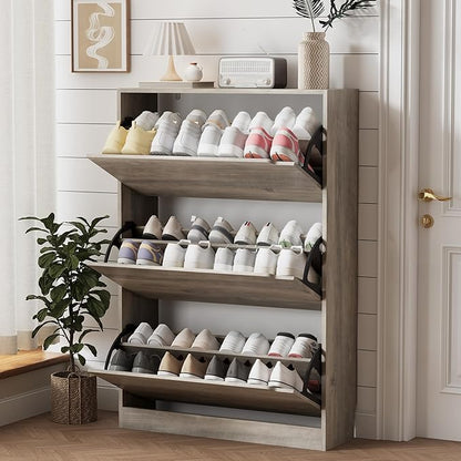 🎉Ez Thin Wooden Shoe Rack – 3 Doors（🎁Special Sale—Free Shipping）