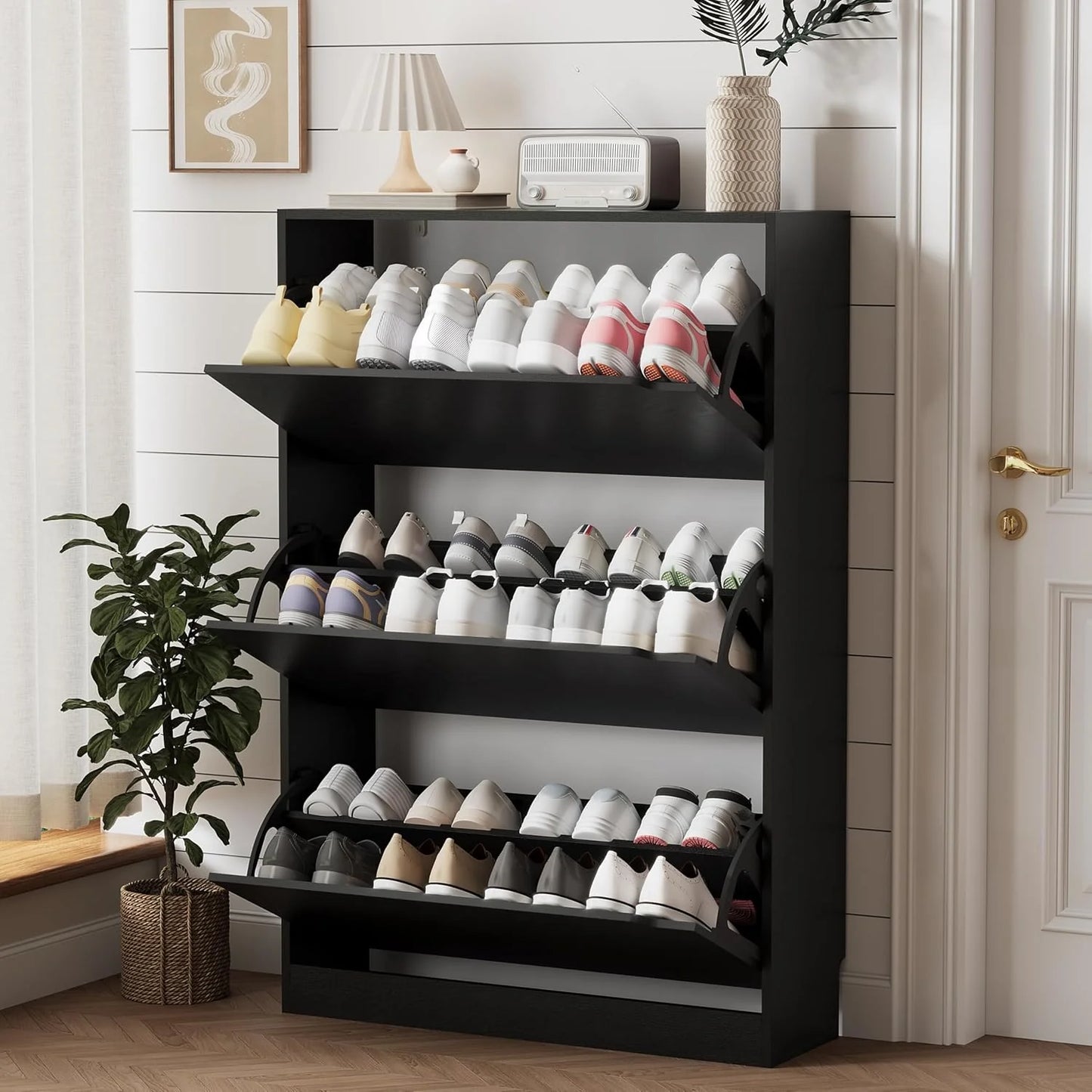 🎉Ez Thin Wooden Shoe Rack – 3 Doors（🎁Special Sale—Free Shipping）