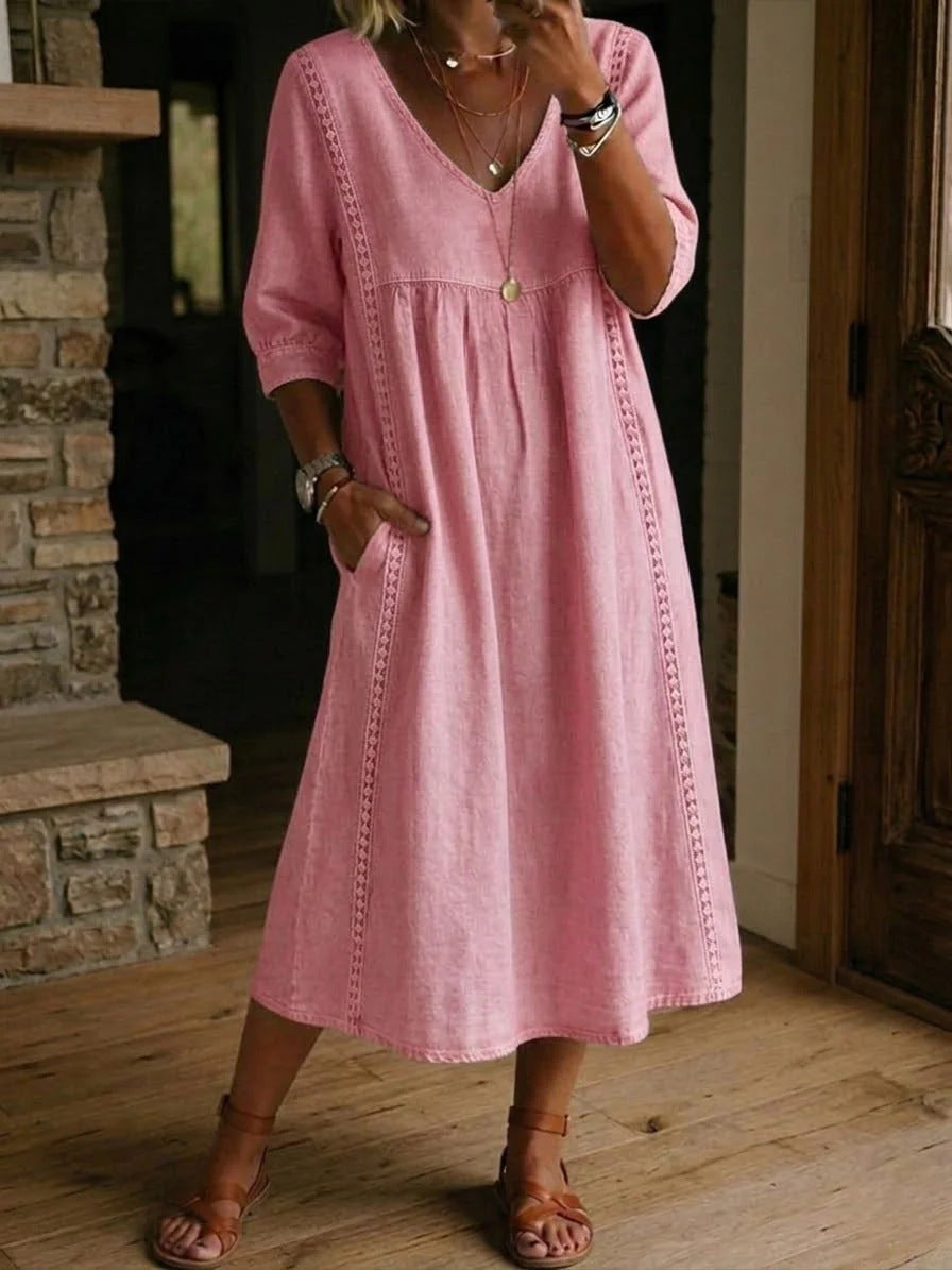🤲LAST DAY SAVE 49% ⏰Casual Loose-fitting Denim Dress With Lace Trim