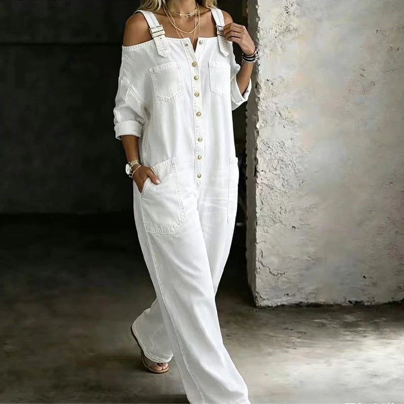 🎁New Arrivals🔥Limited-time offer-Loose Fit Wide-Leg Overall Jumpsuit with Pockets