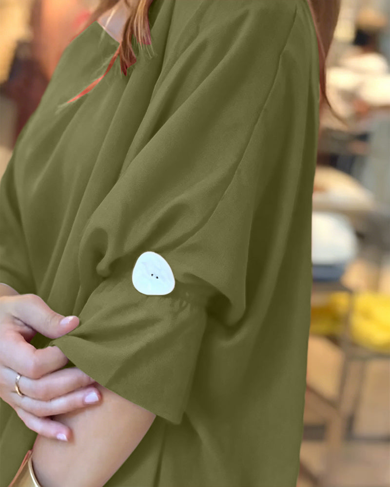 Women's Skew Neck Batwing Sleeve Tee Asymmetric Loose Cape Blouse Slit Elegant Top