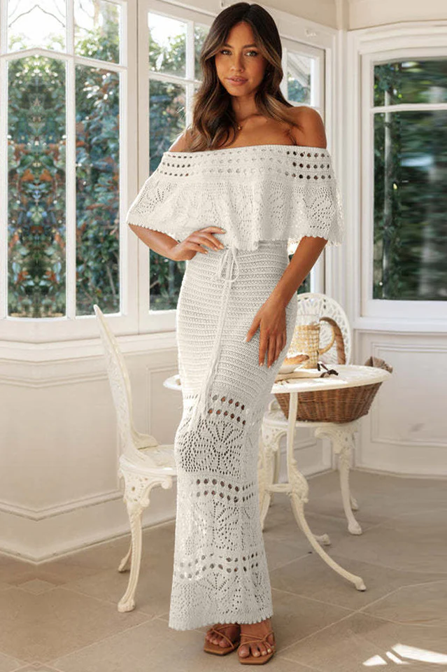 ✨⏰LAST DAY SAVE 49%⏰Crochet Off-Shoulder Maxi Dress