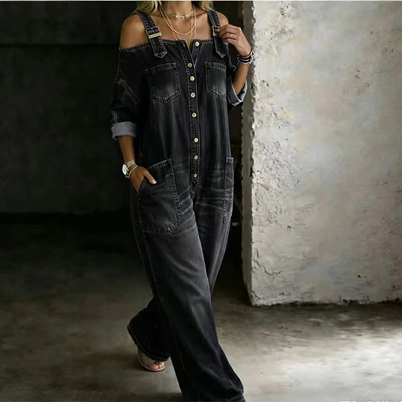 🎁New Arrivals🔥Limited-time offer-Loose Fit Wide-Leg Overall Jumpsuit with Pockets