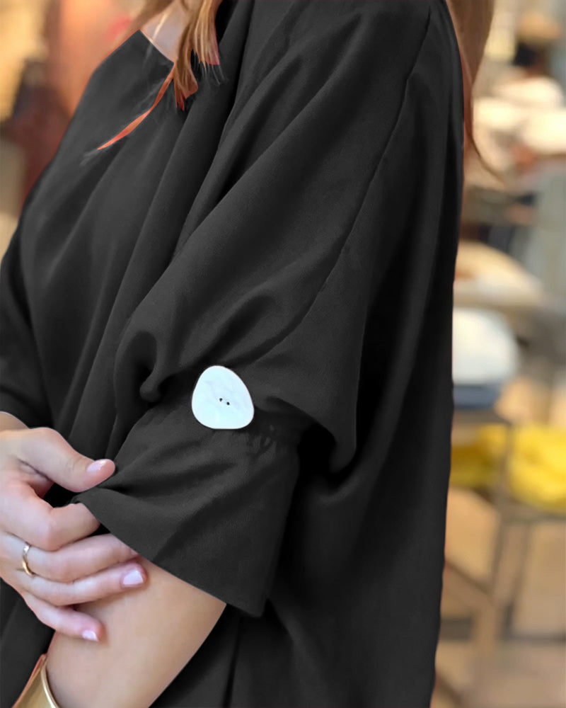 Women's Skew Neck Batwing Sleeve Tee Asymmetric Loose Cape Blouse Slit Elegant Top