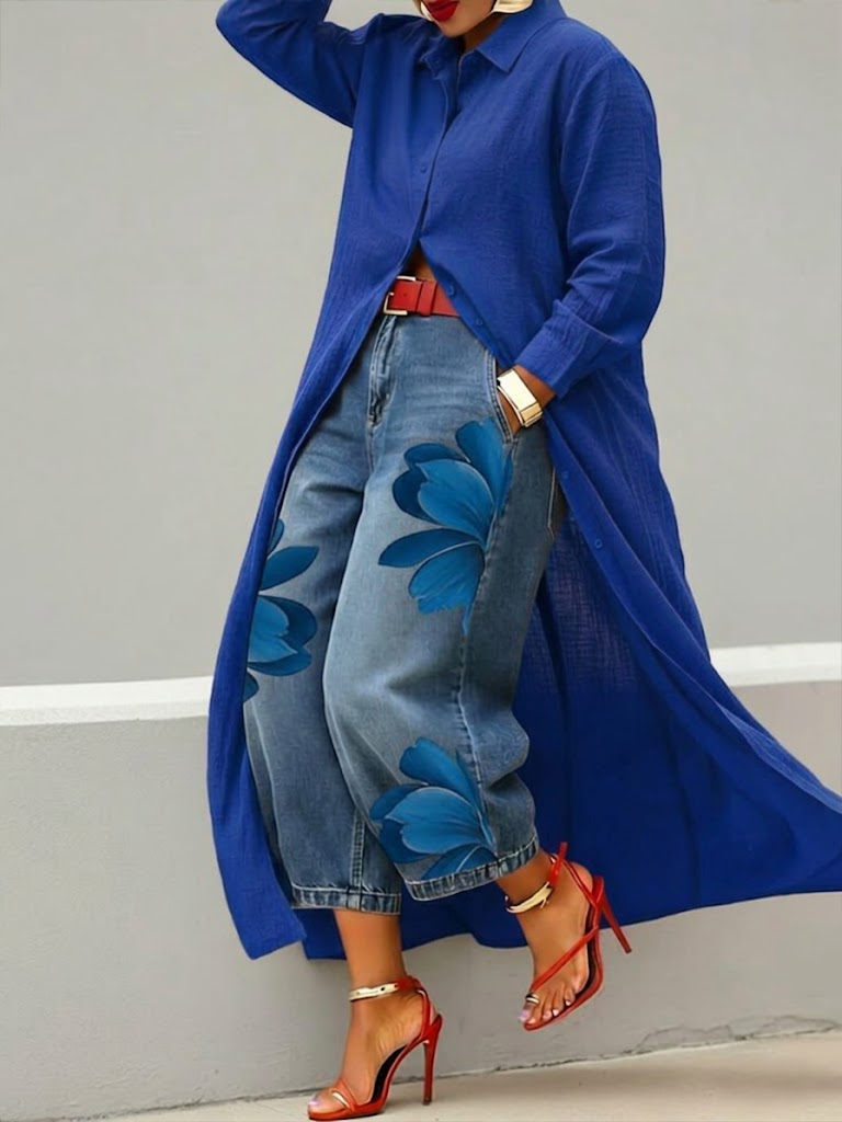 ✨⏰LAST DAY SAVE 49% ⏰Women's Vintage Wash Red Floral Embroidered Denim Pants
