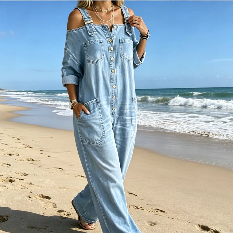 🎁New Arrivals🔥Limited-time offer-Loose Fit Wide-Leg Overall Jumpsuit with Pockets