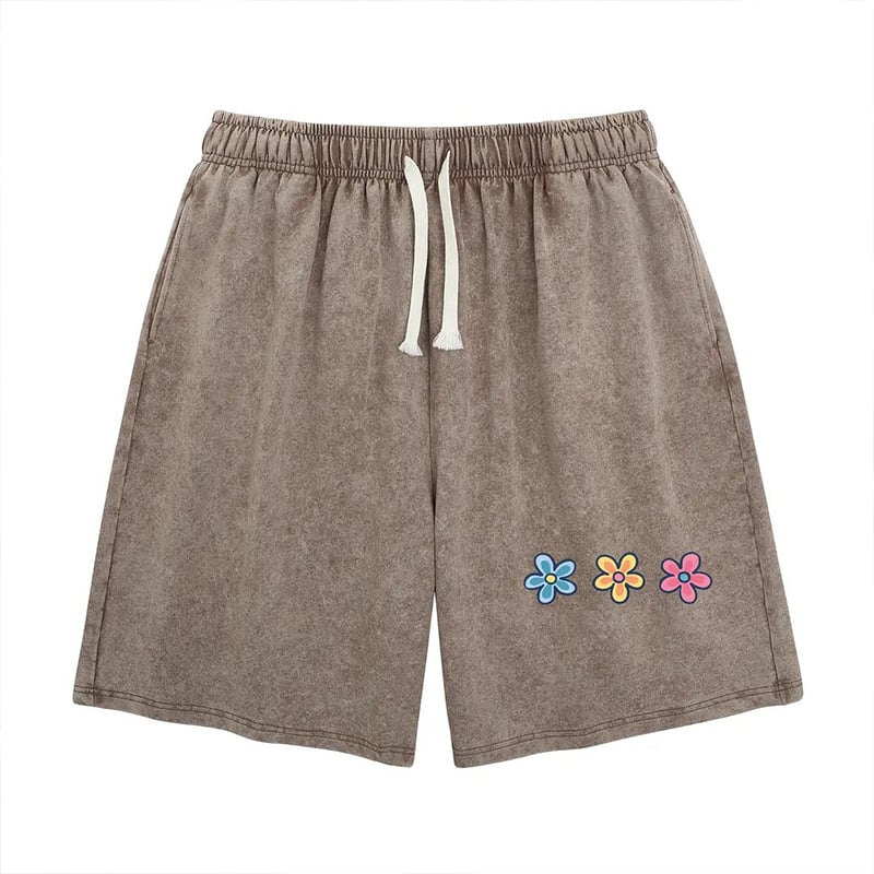 🎁New Arrivals🔥Women's Soft Cotton Blend Washed Floral Shorts, Casual Summer Travel Streetwear Bottoms