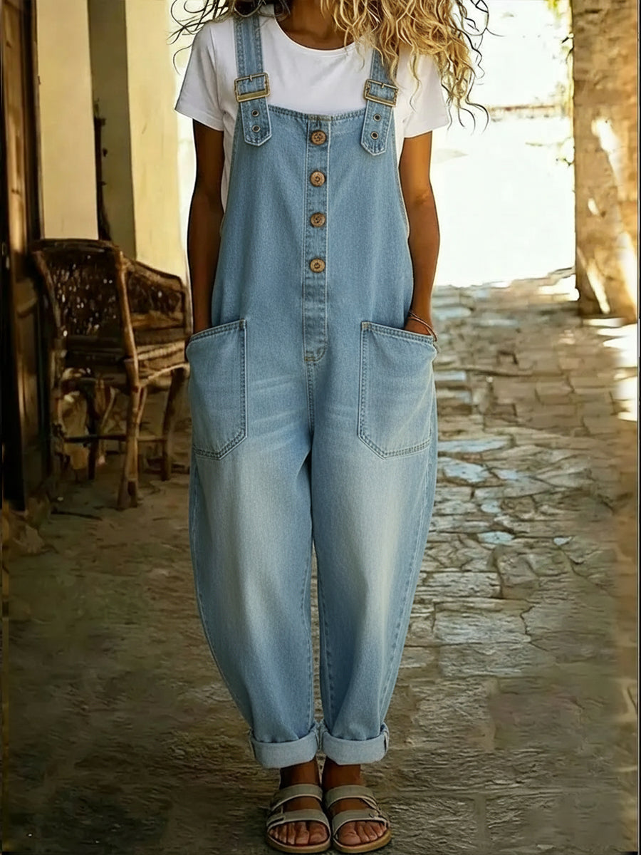 💛LAST DAY SAVE 49% ⏰Women's Casual Denim Jumpsuit With Adjustable Buckle