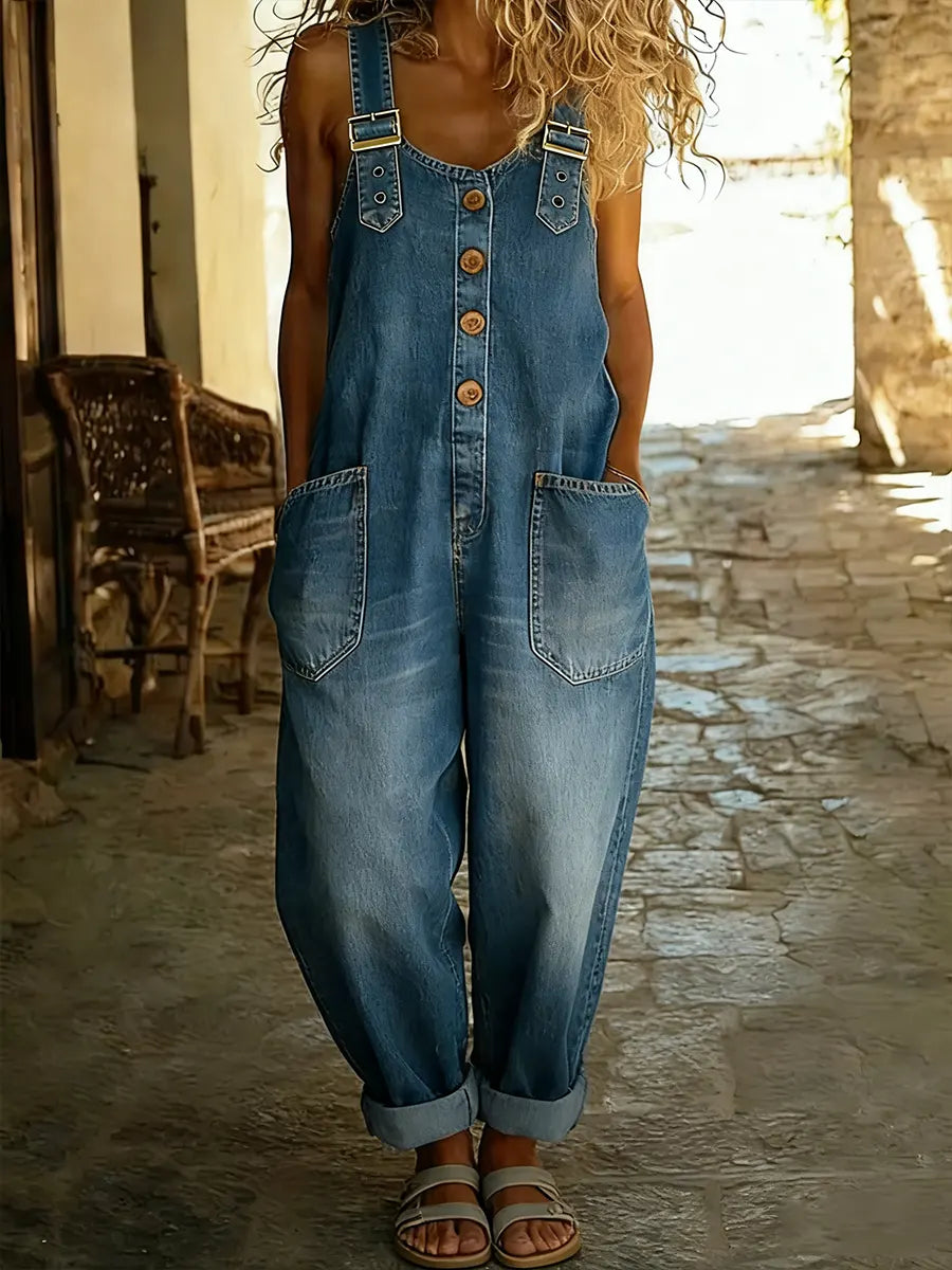 💛LAST DAY SAVE 49% ⏰Women's Casual Denim Jumpsuit With Adjustable Buckle
