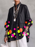 💛Artistic Neon Polka-Dot Linen Peplum Tunic