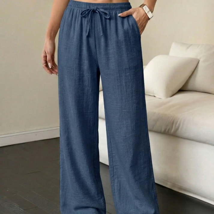 Women's Solid Color Crinkle Wide Leg Pants
