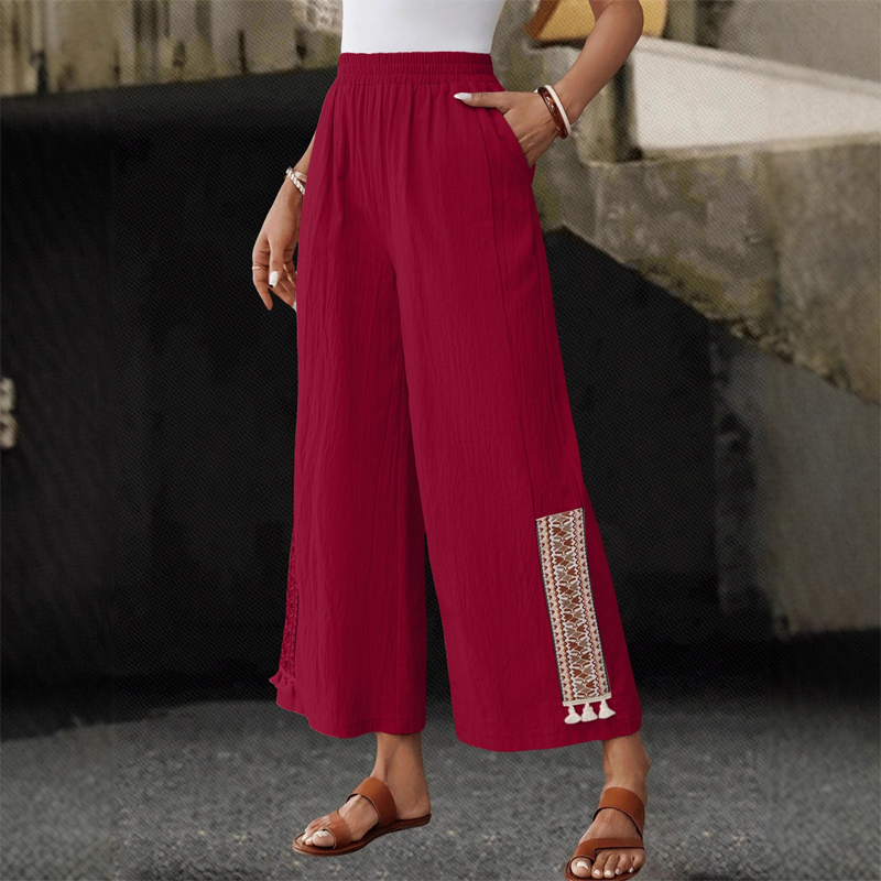 🎁New Arrivals🔥Women's Elastic Waist Wide-Leg Tassel Pants