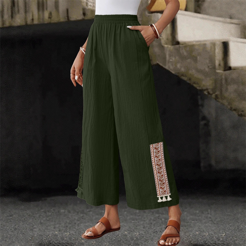 🎁New Arrivals🔥Women's Elastic Waist Wide-Leg Tassel Pants