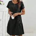 Women's Half-Zip Button Pocket Dress