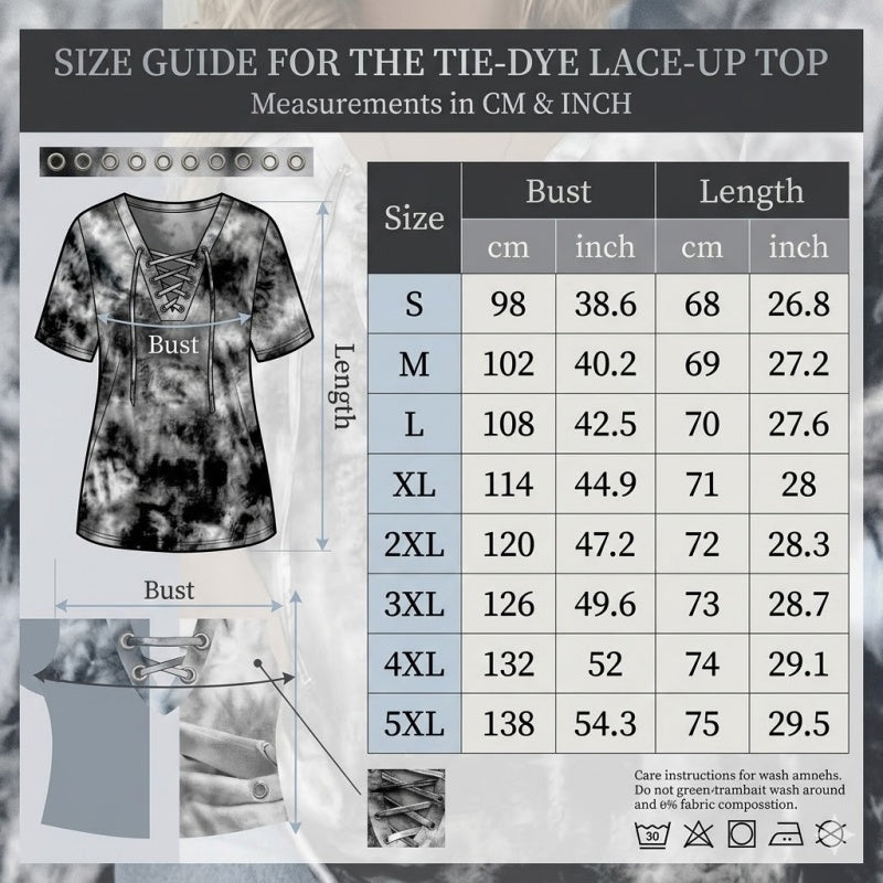 Women's Tie-Dye Lace-Up V-Neck T-Shirt
