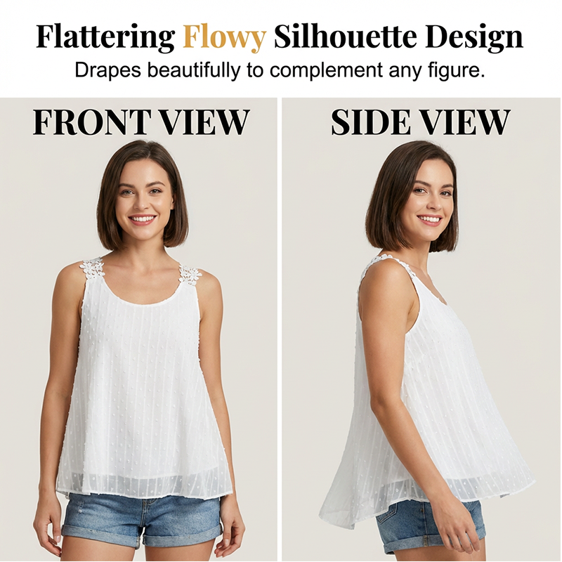 📢📢40% OFF !! ⏰Elegant Dot Lace Strap Tank Top