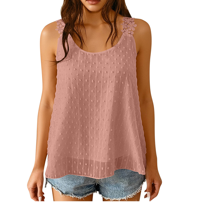 📢📢40% OFF !! ⏰Elegant Dot Lace Strap Tank Top