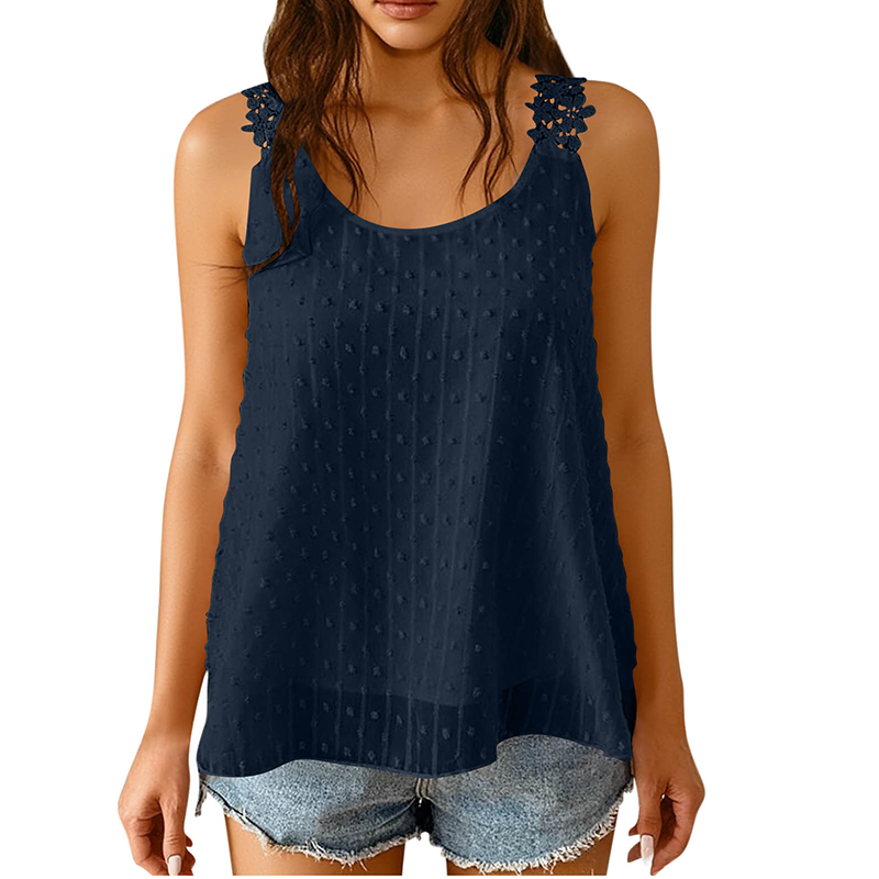 📢📢40% OFF !! ⏰Elegant Dot Lace Strap Tank Top
