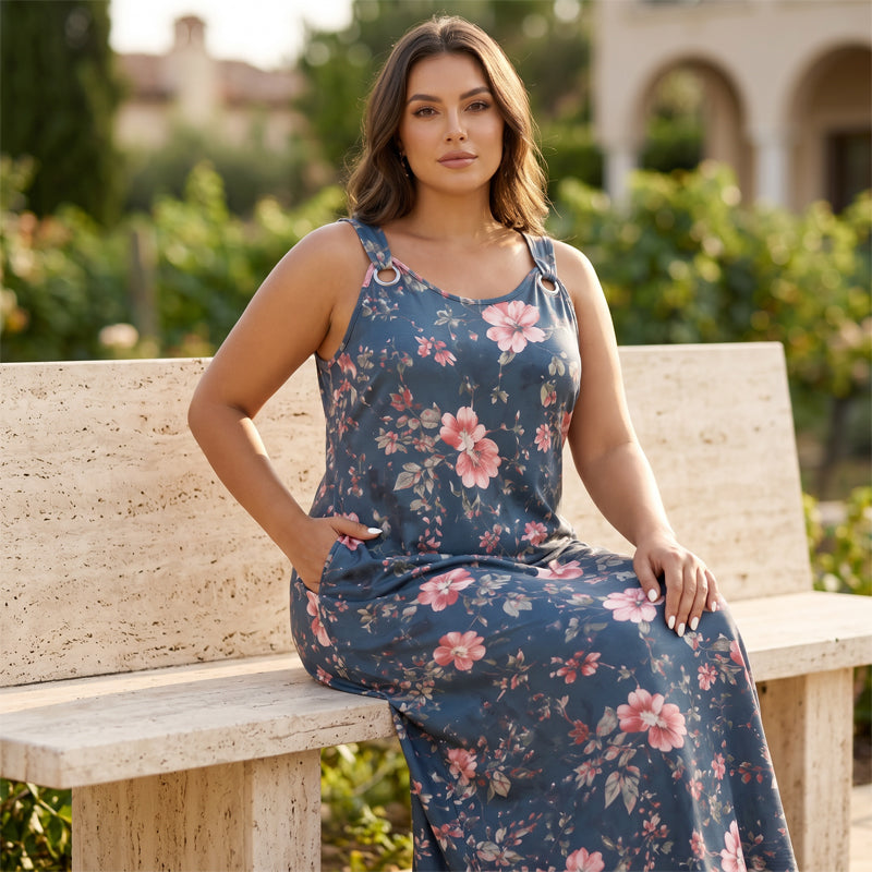 Women's Plus Size V-Neck Sleeveless Maxi Dress